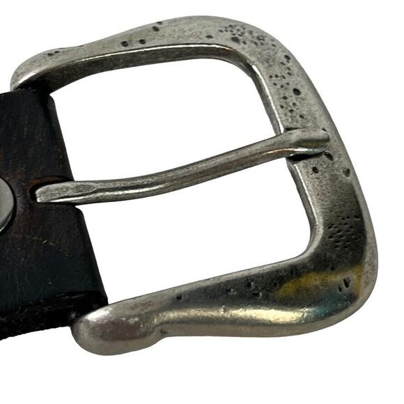 BKE Buckle Embroidered Brown Leather Studded Belt w/ Buckle Laser Cut Outs sz L - Picture 13 of 16